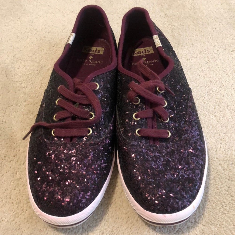 Keds for Kate Spade New York Glitter Sneaker Black Cherry - size 8